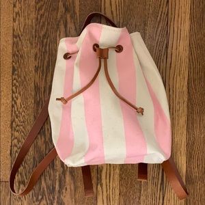 NWT Madewell Pink Striped Canvas Mini Backpack